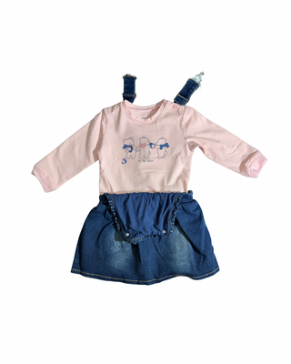 Salopette jeans con maglia