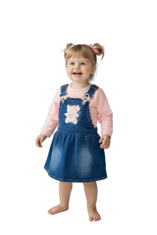 Salopette jeans con maglia